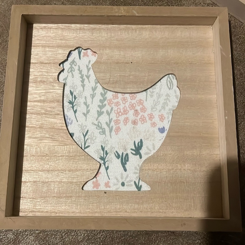 Wooden Farmhouse chicken pictures.  Lot of 3
